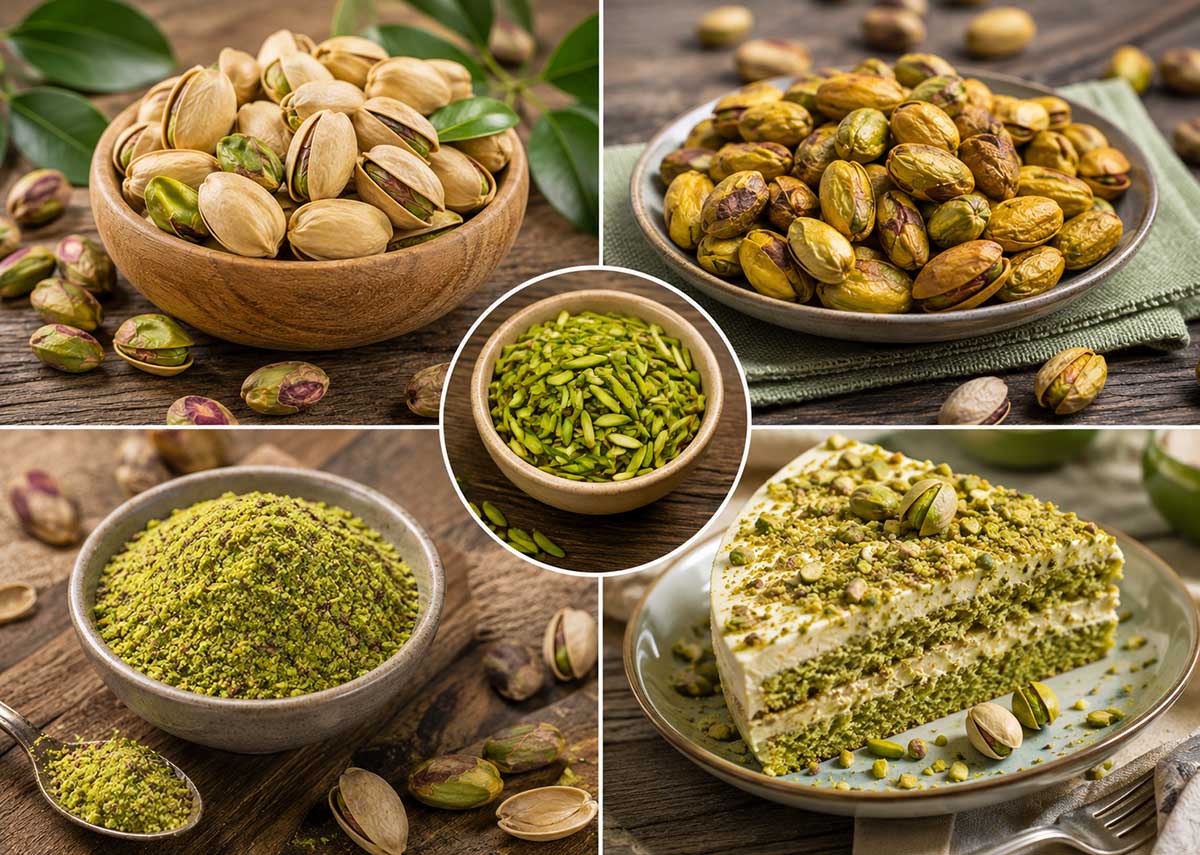 روشهای مصرف پسته خام، شور، بو داده خلال و پودر پسته