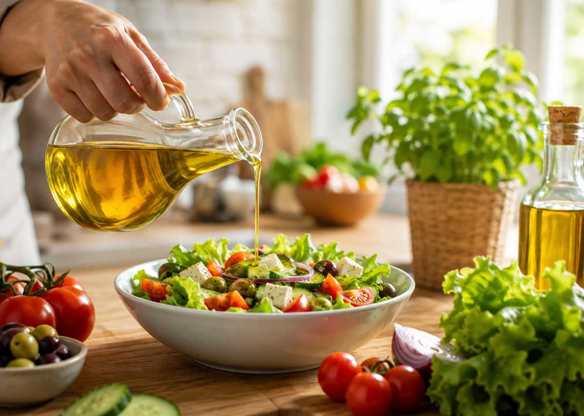 استفاده از روغن زیتون در سالاد و غذاهای سرد