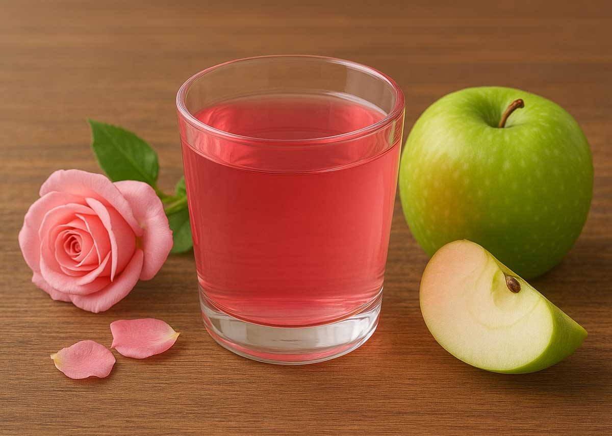 شربت گلاب و سیب سبز